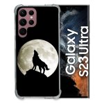 Coque renforc�e en verre tremp� pour samsung galaxy s23 ultra animal loup noir