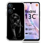 Coque renforc�e pour xiaomi redmi 13c 5g animal panth�re noire