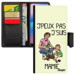 Coque rigide iphone 12 pro max cuir a rabat portefeuille j'peux pas j'suis mamie bande dessine je grand ...