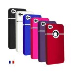 Coque rigide ligne chrome pour iphone 4 et 4s rose fuschia + film