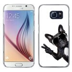 Coque rigide transparente pour galaxy s6 impression motif chien a lunettes sur f