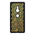 Coque rigide xperia xz2 en bois silicone design carreau telephone original housse bleu carre effet marbre ...