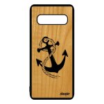 Coque s10 bois silicone ancre corde rayure 4g de protection ray� samsung galaxy s10