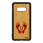 Coque pour s10e bois naturel silicone trace de pas naissance bebe rouge enfant femme etui famille portable ...