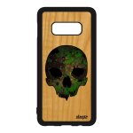 Coque s10e en bois et silicone tete de mort militaire epouvante homme crane smartphone etui graff punk ...