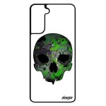 Coque s21 + plus silicone tete de mort street art crane squelette techno mobile homme urbain vert noir ...