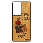 Coque s21 ultra en bois silicone j'peux pas j'suis papy case drole violet unique grand pere texte rigide ...