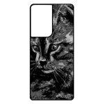 Coque s21 ultra silicone chat chaton original minou rigide noir et blanc peinture huile felin moustache ...