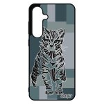 Coque s24 fe silicone chat housse gris mobile animal tigr� de luxe case dessin azteque chaton carr� garcon ...