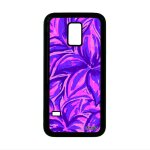Coque s5 mini silicone fleurs fond violet effet noir feuille telephone motif peinture housse nature pas ...