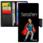 Coque s7 edge simili cuir rabat porte cartes super papy drole grand pere humoristique de protection heros ...
