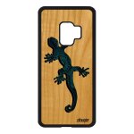 Coque s9 en bois silicone salamandre animal smartphone bleu fille samsung galaxy s9