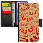 Coque s9 simili cuir portefeuille empreinte main femme personnalis� rouge motif telephone petites peinture ...