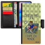 Coque pour samsung a03s portefeuille j'peux pas y'a coupe du monde je jpeux bd supporter sport vert drole ...