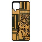 Coque samsung a12 en bois silicone chat gris de luxe cover garcon telephone ethnique tigr portable 4g ...