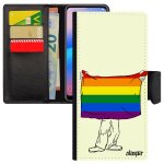 Coque pour samsung a31 en cuir rabat drapeau gay pride housse unique marche des fiert�s etui lgbt smartphone ...