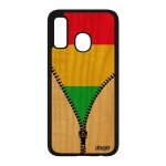 Coque samsung a40 en bois silicone drapeau mali malien can smartphone foot coupe d'afrique etui basket ...