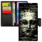 Coque samsung a42 portefeuille portrait peinture garcon noir femme art portable visage smartphone halloween ...