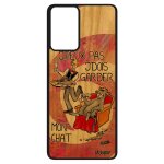 Coque pour samsung a52 bois silicone j'peux pas j'dois garder mon chat fr�ne mignon cartoon texte rose ...