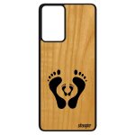 Coque pour samsung a52s en bois silicone pied famille artisanat noir enfant de luxe amour empreinte mobile ...