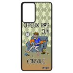Coque samsung a52 en silicone j'peux pas j'ai console etui humour drole bd jeux video gamer vert texte ...