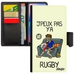 Coque samsung a7 2018 en simili cuir rabat j'peux pas y'a rugby texte portable humoristique rigide supporter ...