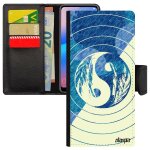 Coque samsung a71 rabat porte cartes yin et yang case equilibre couleur dessin bleu art plume rond etui ...