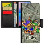 Coque samsung a72 simili cuir portefeuille humour j'peux pas j'ai rugby coupe du monde smartphone telephone ...