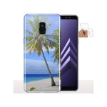 Coque samsung a8 2018 plage et cocotier / housse silicone / souple / collection nature