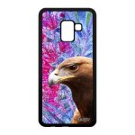Coque samsung a8 2018 silicone aigle bleu royal telephone fleurs tpu smartphone etui nature metal dessin ...