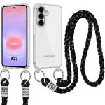 Coque pour samsung galasy a37 5g, antichoc anti - rayures transparent avec bandouli�re noire - e. f. ...