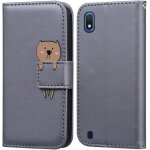 Coque pour samsung galaxy a10, mignon cartoon animal ours etui portefeuille en cuir pu housse avec fonction ...