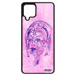 Coque samsung galaxy a12 silicone femme couleur tribal pastel plume smartphone violet etui ethnique florale ...