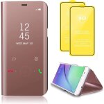 Compatible avec coque samsung galaxy a14 flip clear view translucide miroir cover standing 360housse ...