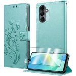 Coque pour samsung galaxy a17 avec 1 verre tremp�, 1 protection camera, etuis rabat [housse en cuir pu][fentes ...