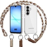 Coque pour samsung galaxy a17 4g / 5g, antichoc rigide slim transparent avec cordon marron blanc - e. ...
