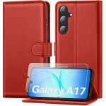 Coque pour samsung galaxy a17 avec verre tremp�, etui cuir pu magn�tique [ pochette de portefeuille ], ...