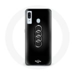 Coque pour samsung galaxy a20 audi logo cache moyeu fond noir
