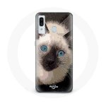 Coque pour samsung galaxy a20 chat siamois noir et blanc aux yeux bleus