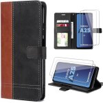 Coque pour samsung galaxy a25 5g - marron - bicolore en cuir pu et tpu avec porte - cartes, protection ...