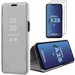 Coque pour samsung galaxy a25 5g, protection antichoc flip cover clear view avec stand fonction, argent� ...