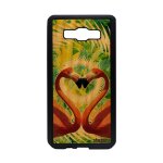 Coque samsung galaxy a5 2015 bois naturel silicone flamand rose portable vert design telephone animaux ...