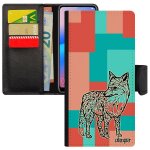 Coque samsung galaxy a50 simili cuir rabat portefeuille renard foret animaux femme azteque ethnique tribal ...