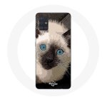 Coque pour samsung galaxy a51 5g chat siamois noir et blanc aux yeux bleus