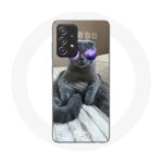 Coque pour samsung galaxy a52 chat avec lunettes de vue violettes