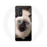 Coque pour samsung galaxy a52 chat siamois noir et blanc aux yeux bleus