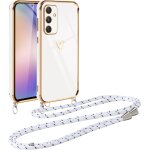 Coque pour samsung galaxy a54 5g avec cordon de collier, galvanis etui housse avec motif coeur d'amour, ...