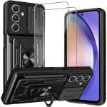 Coque samsung galaxy a55 5g + 2x verre tremp ¿ etui pc dur & tpu antichoc, cache camra coulissant, ...