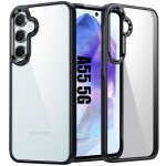 Coque pour samsung galaxy a55 5g - coque antichoc semi - rigide silicone noir avec dos transparent en ...