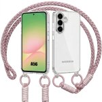 Coque pour samsung galaxy a56 5g, antichoc rigide slim transparent avec bandouli�re rose - e. f. connection ...